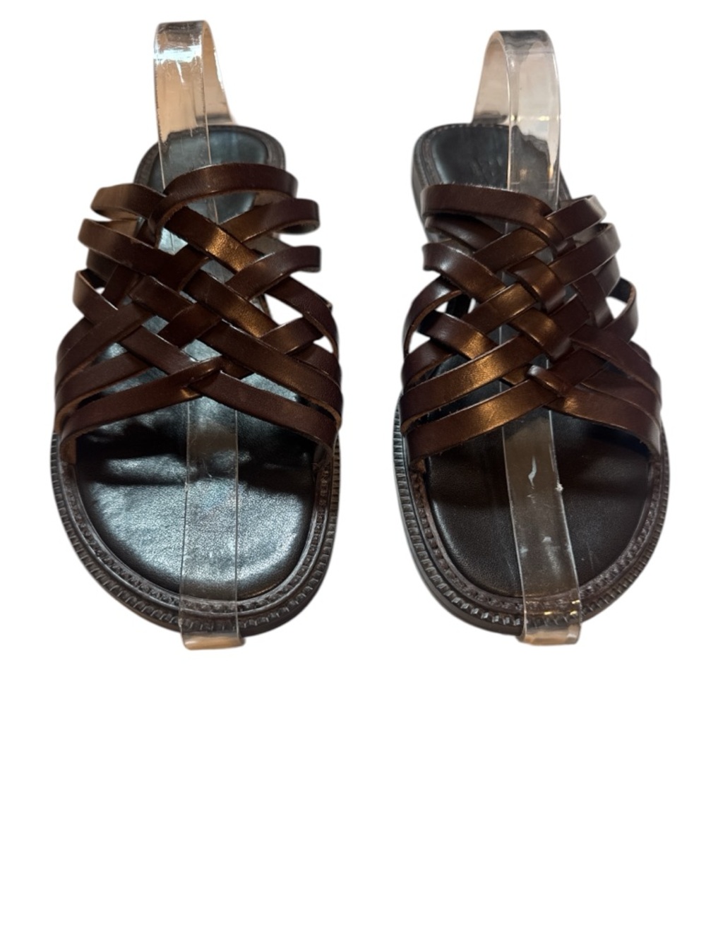 GH Bass leather brown slip on sandals size 8 made in Italy EUC